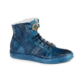 Mauri 6129 Baby Crocodile & Nappa Sneakers Caribbean Blue (Special Order)