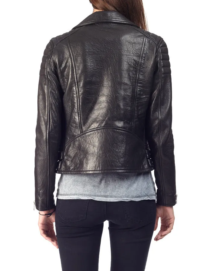 MAX - Textured-Leather Biker Jacket