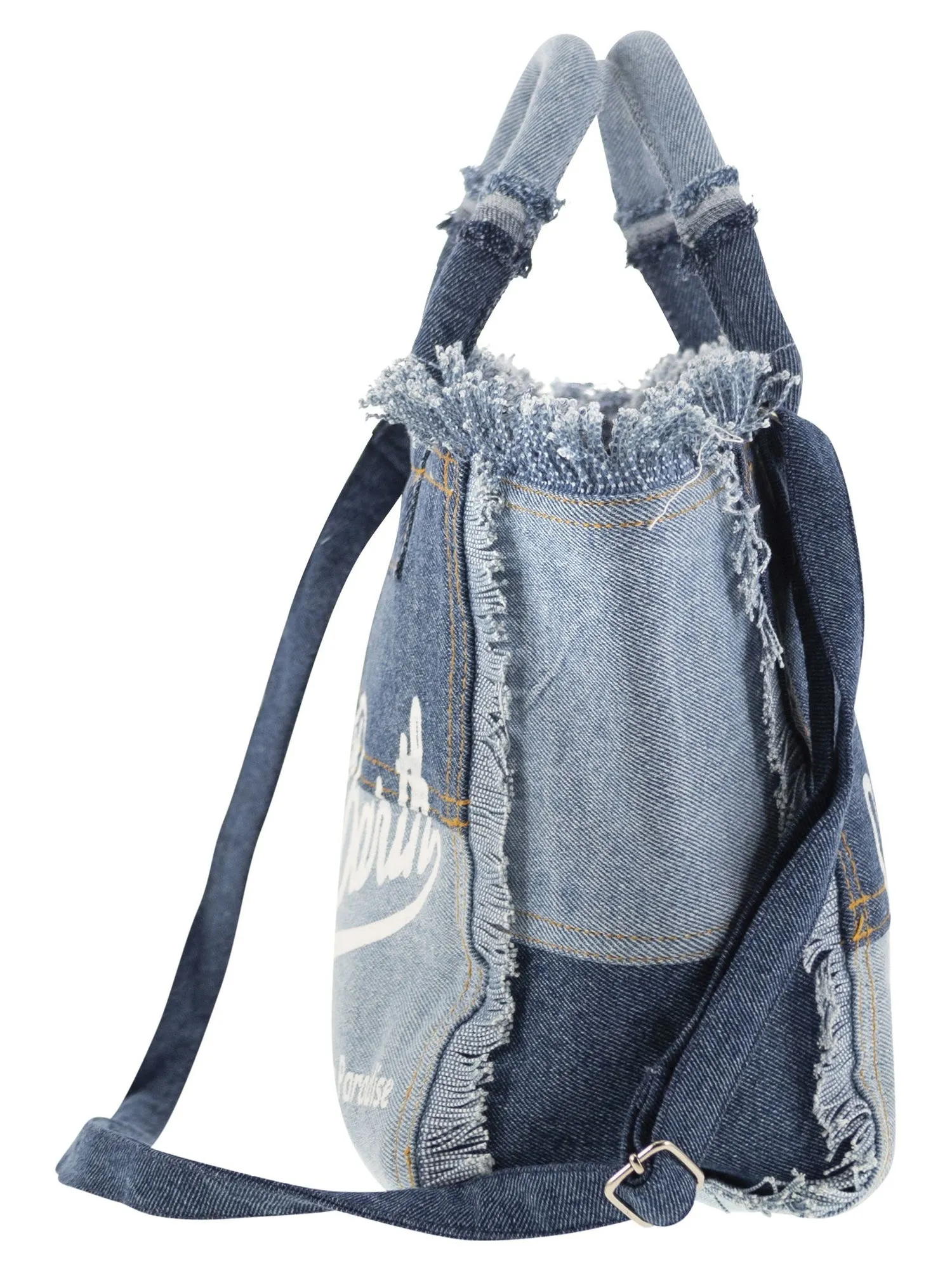 Mc2 Saint Barth    Mc2 Saint Barth Colette Denim Patchwork Handbag