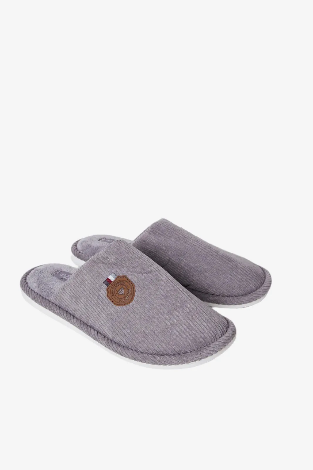 Men Grey Textured Mule Slipper