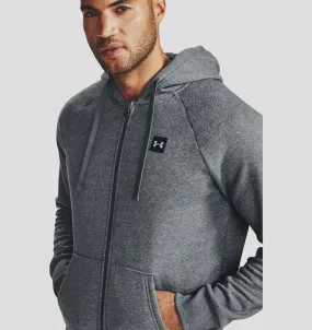 Men's | Under Armour | 1357111-012 | Rival Fleece Full Zip Hoodie | Pitch Gray Light Heather / Onyx White