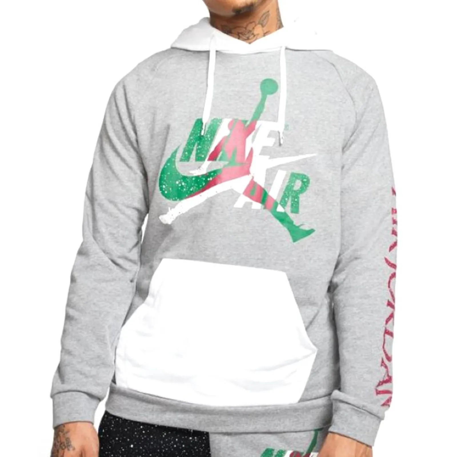 Men’s Air Jordan Jumpman Classics Lightweight Fleece Hoodie ''Carbon Heather/White''