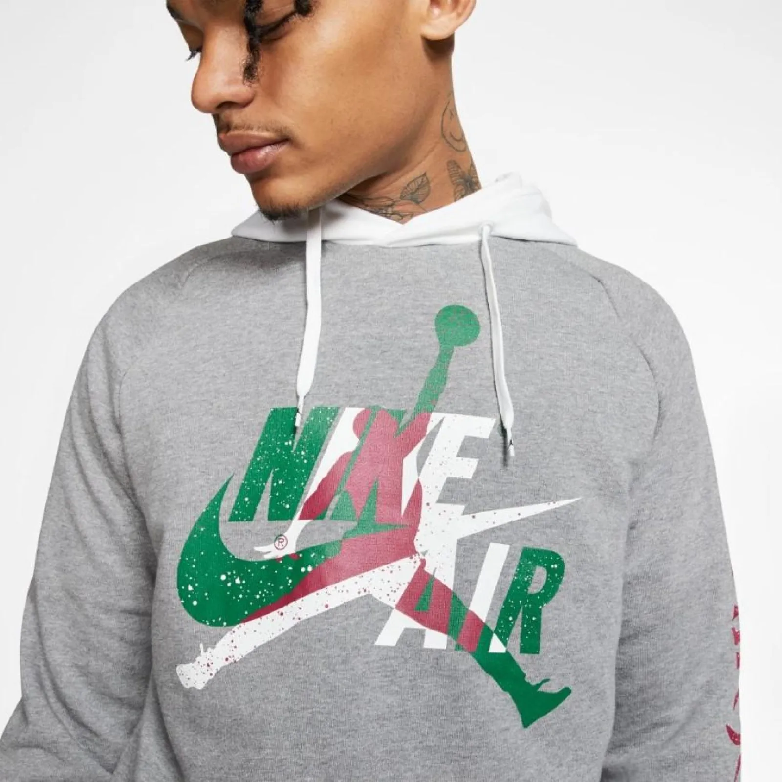 Men’s Air Jordan Jumpman Classics Lightweight Fleece Hoodie ''Carbon Heather/White''