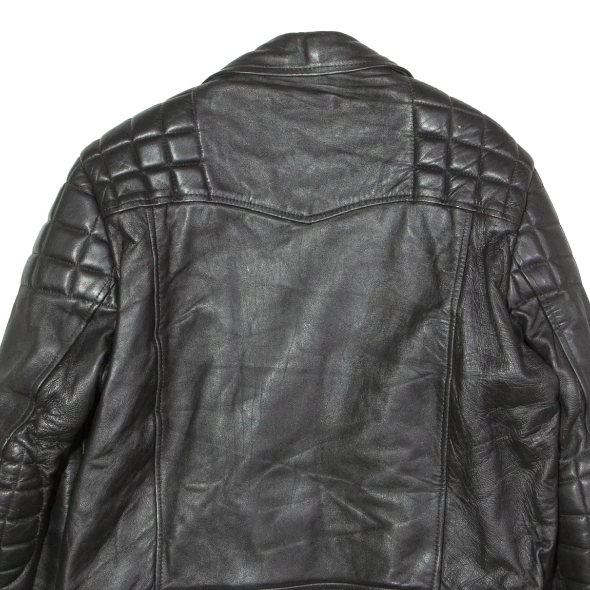 Mens Biker Jacket Black Leather 90s M