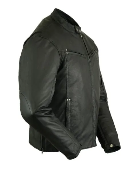 Men's Black Distressed Naked Lambskin Leather Biker Jacket