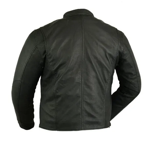 Men's Black Distressed Naked Lambskin Leather Biker Jacket