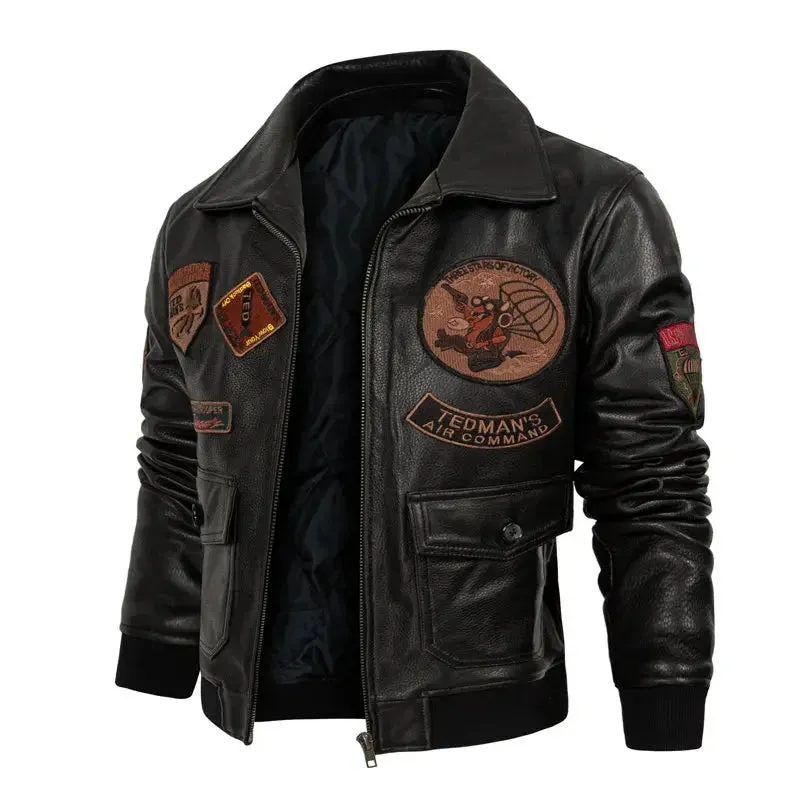 Men's Casual Genuine Sheepskin Leather Moto Biker Street Jacket