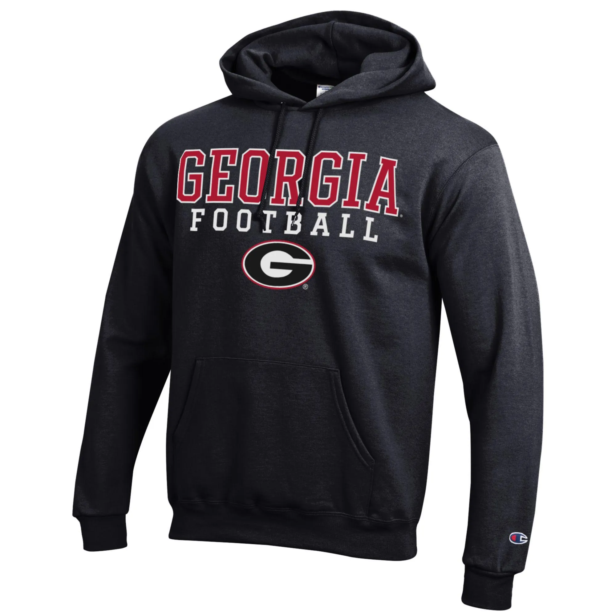 Men's Champion Black Georgia Bulldogs Football Stack Pullover Hoodie