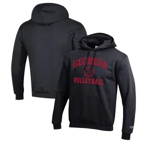 Men's Champion Black Georgia Bulldogs Volleyball Icon Powerblend Pullover Hoodie