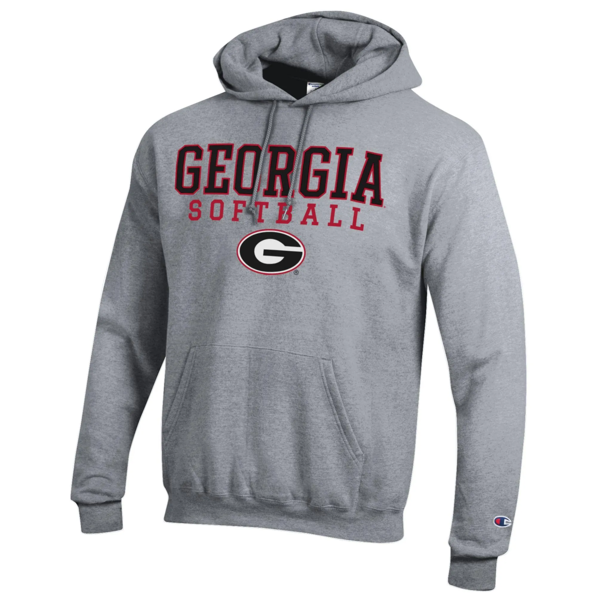 Men's Champion Gray Georgia Bulldogs Softball Stack Pullover Hoodie