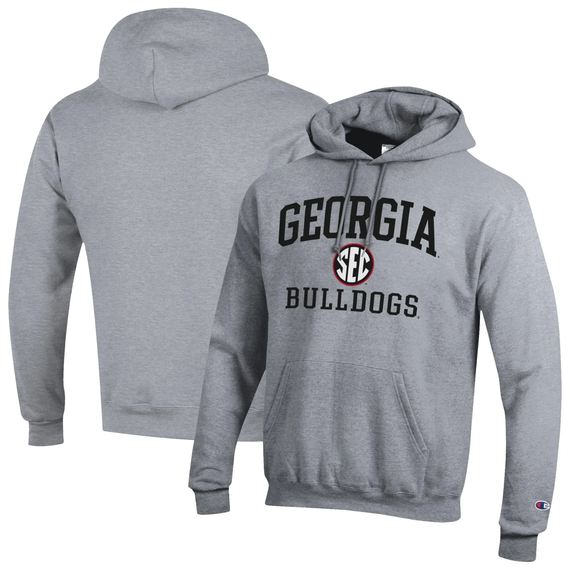 Men's Champion Gray Georgia Bulldogs Team Fleece Pullover Hoodie