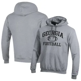 Men's Champion Heather Gray Georgia Bulldogs Football Icon Pullover Hoodie