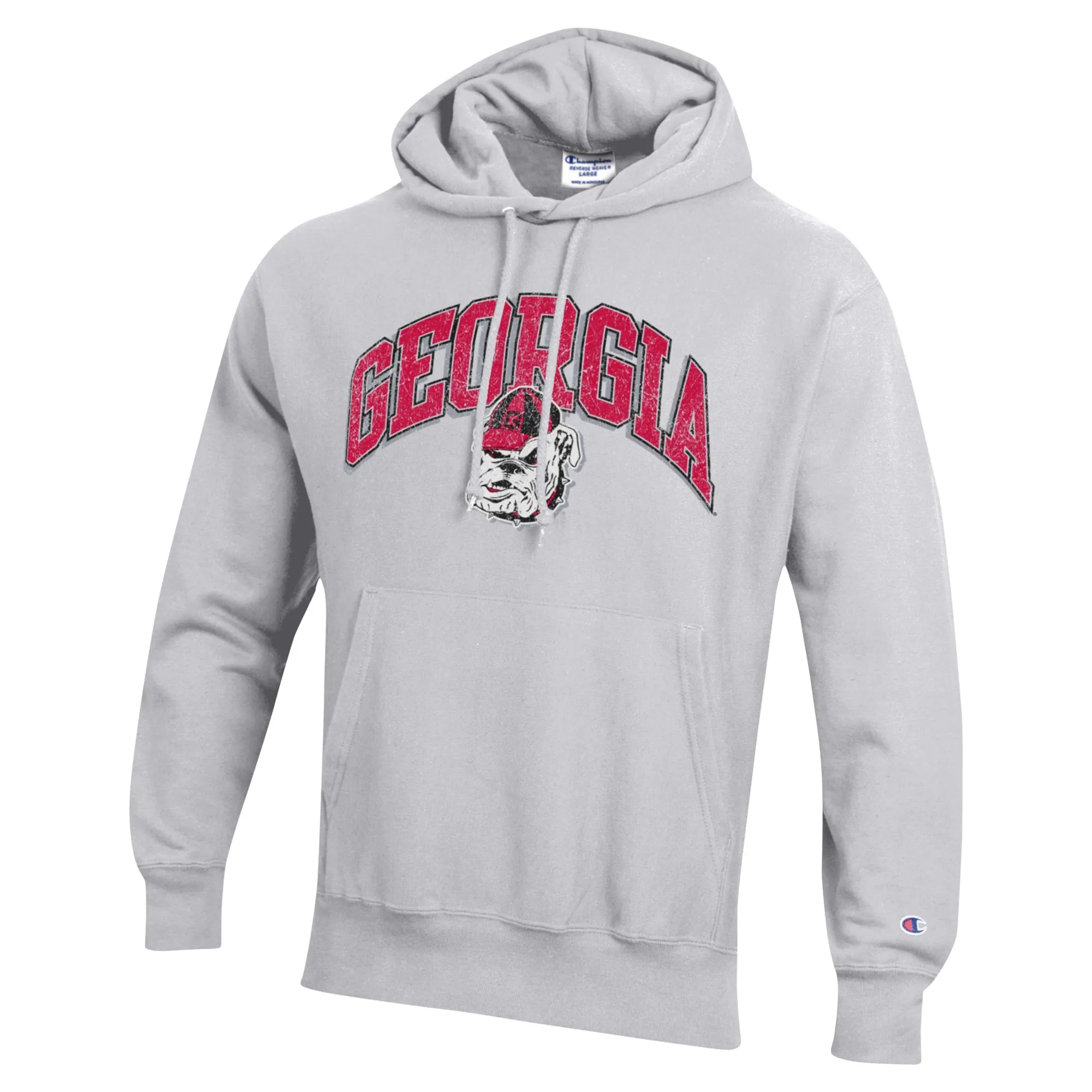 Men's Champion Heather Gray Georgia Bulldogs Vault Late Night Reverse Weave Pullover Hoodie