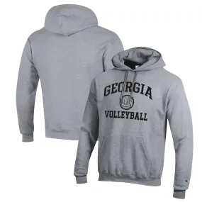 Men's Champion Heather Gray Georgia Bulldogs Volleyball Icon Powerblend Pullover Hoodie