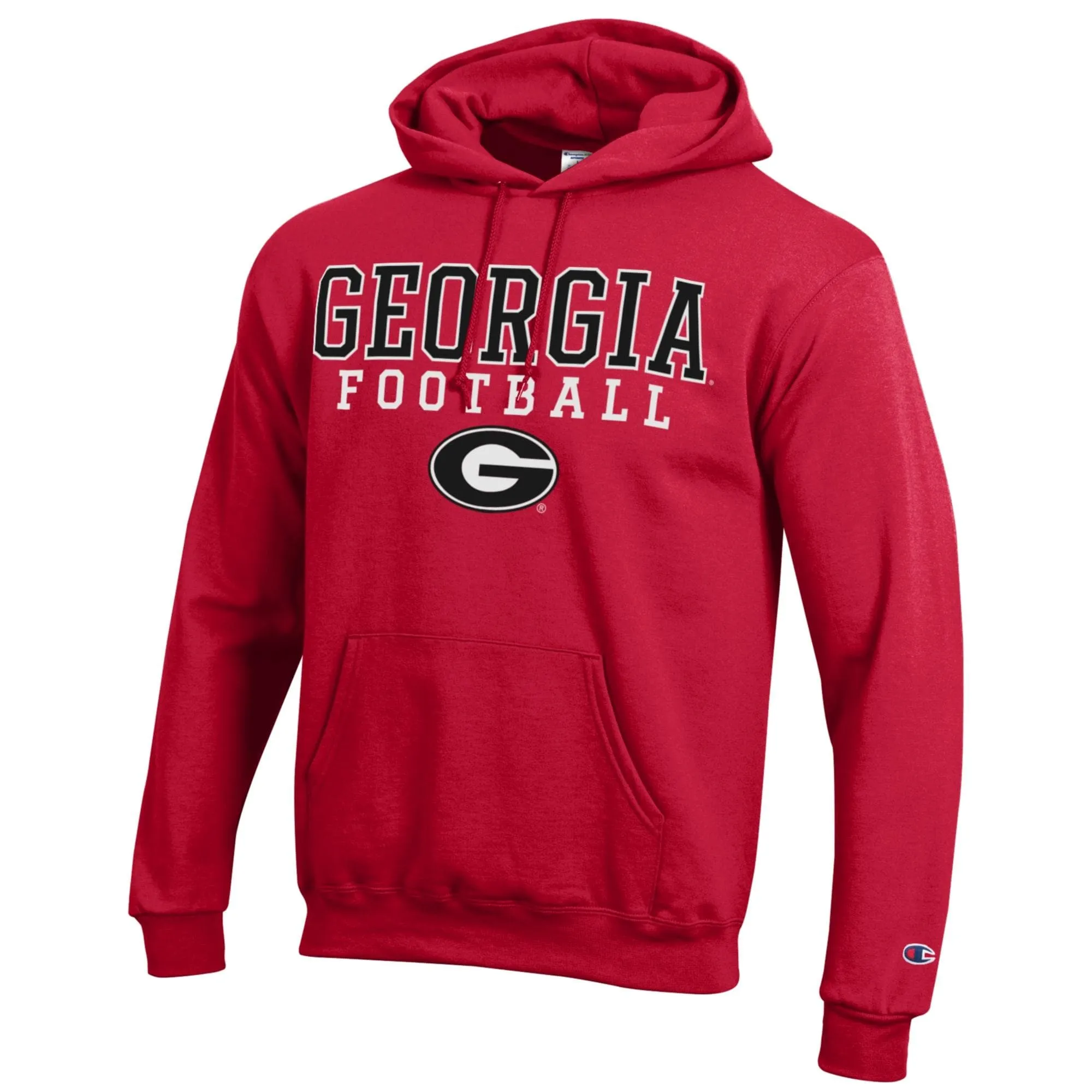 Men's Champion Red Georgia Bulldogs Football Stack Pullover Hoodie