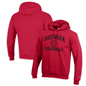 Men's Champion Red Georgia Bulldogs Volleyball Icon Powerblend Pullover Hoodie