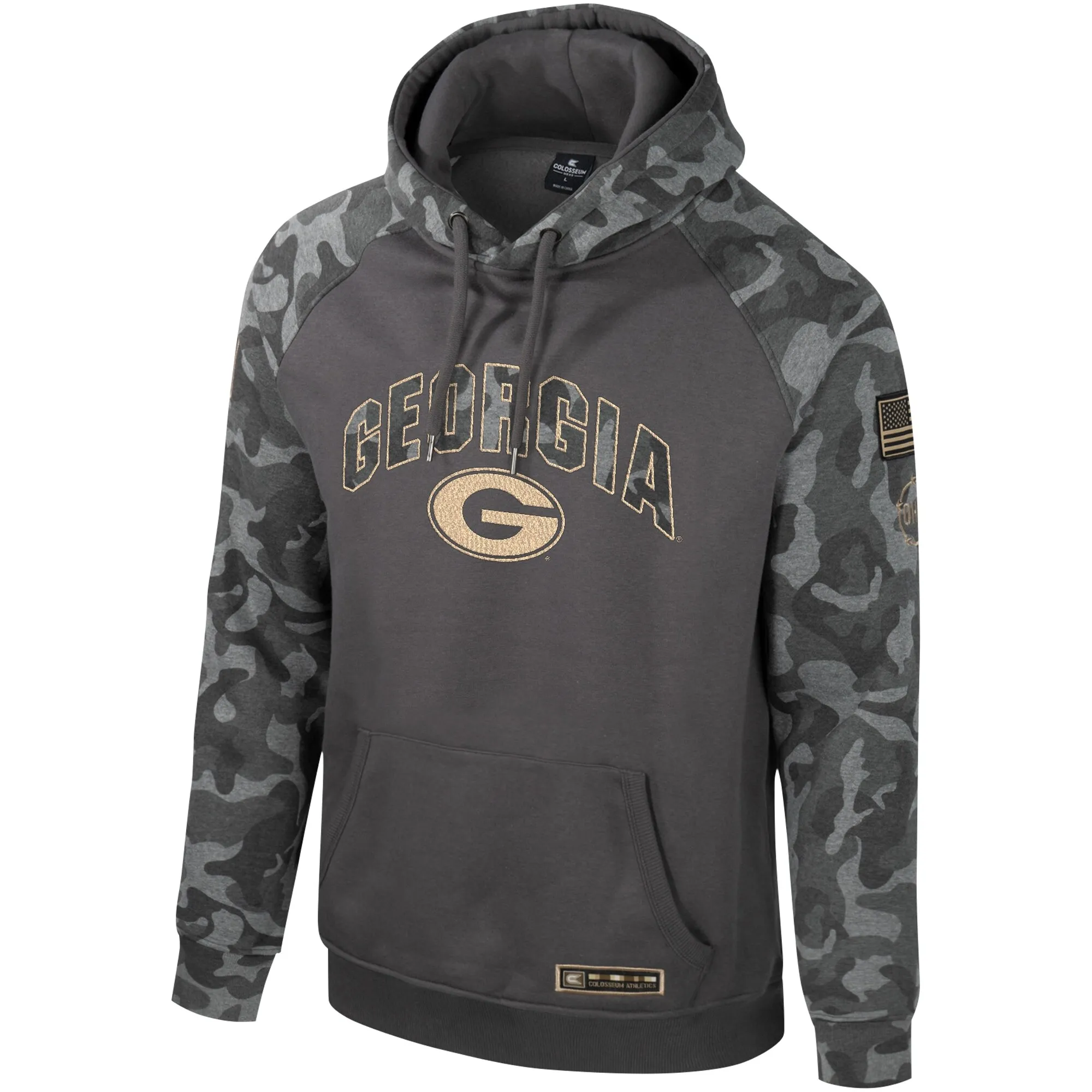 Men's Colosseum Charcoal Georgia Bulldogs OHT Military Appreciation Camo Raglan Pullover Hoodie