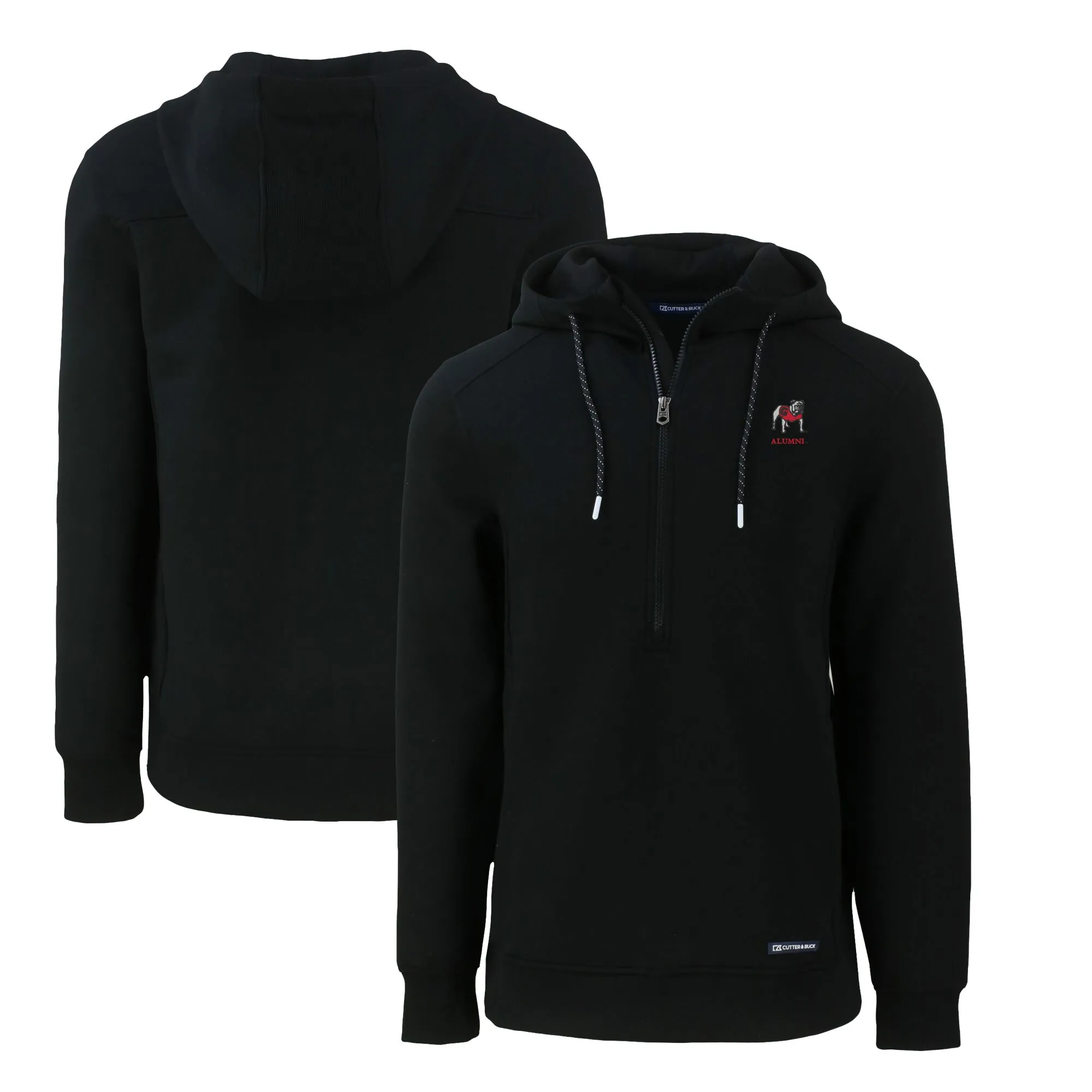 Men's Cutter & Buck Black Georgia Bulldogs Alumni Logo Roam Eco Recycled Half-Zip Hoodie