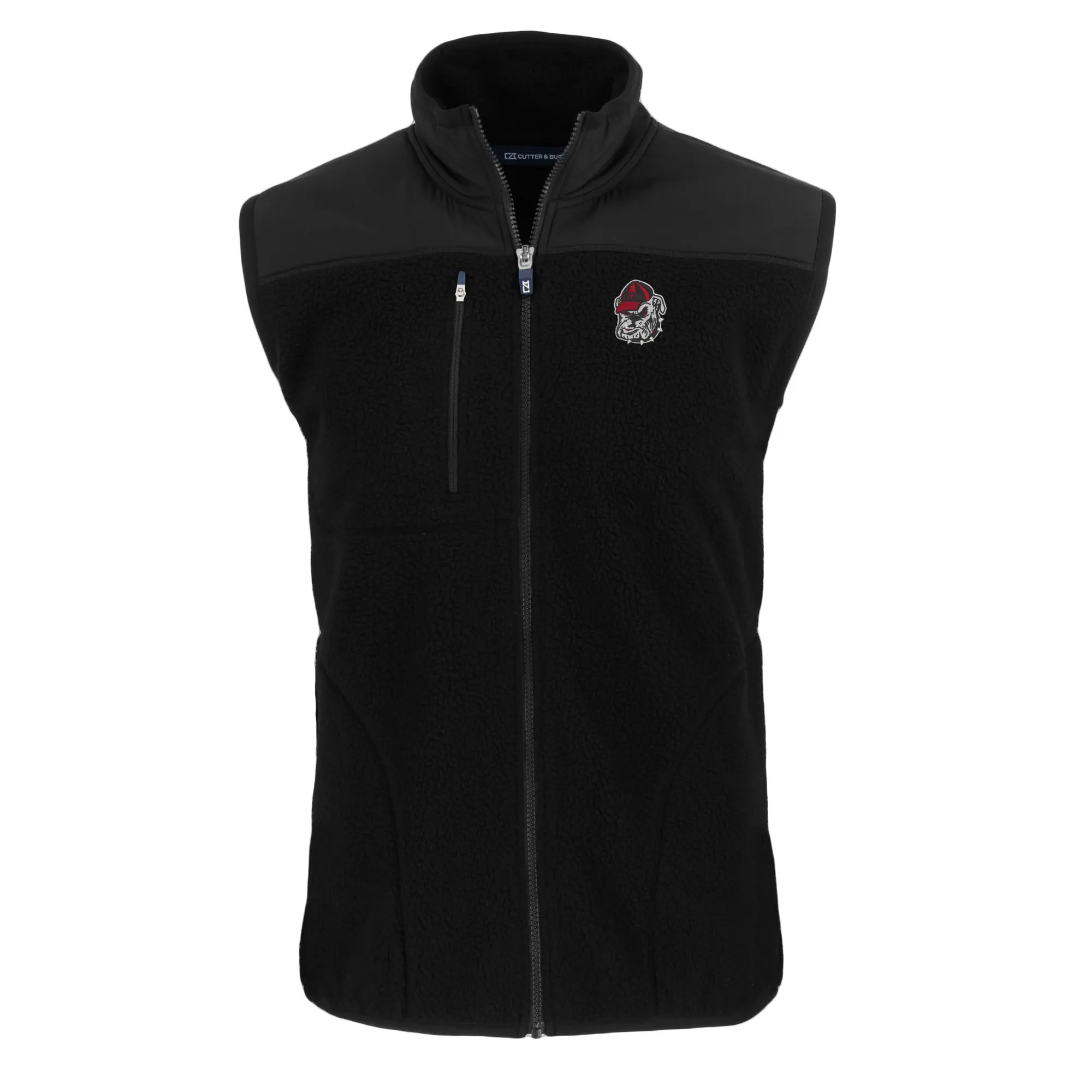 Men's Cutter & Buck  Black Georgia Bulldogs Big & Tall Cascade Eco Sherpa Fleece Full-Zip Vest