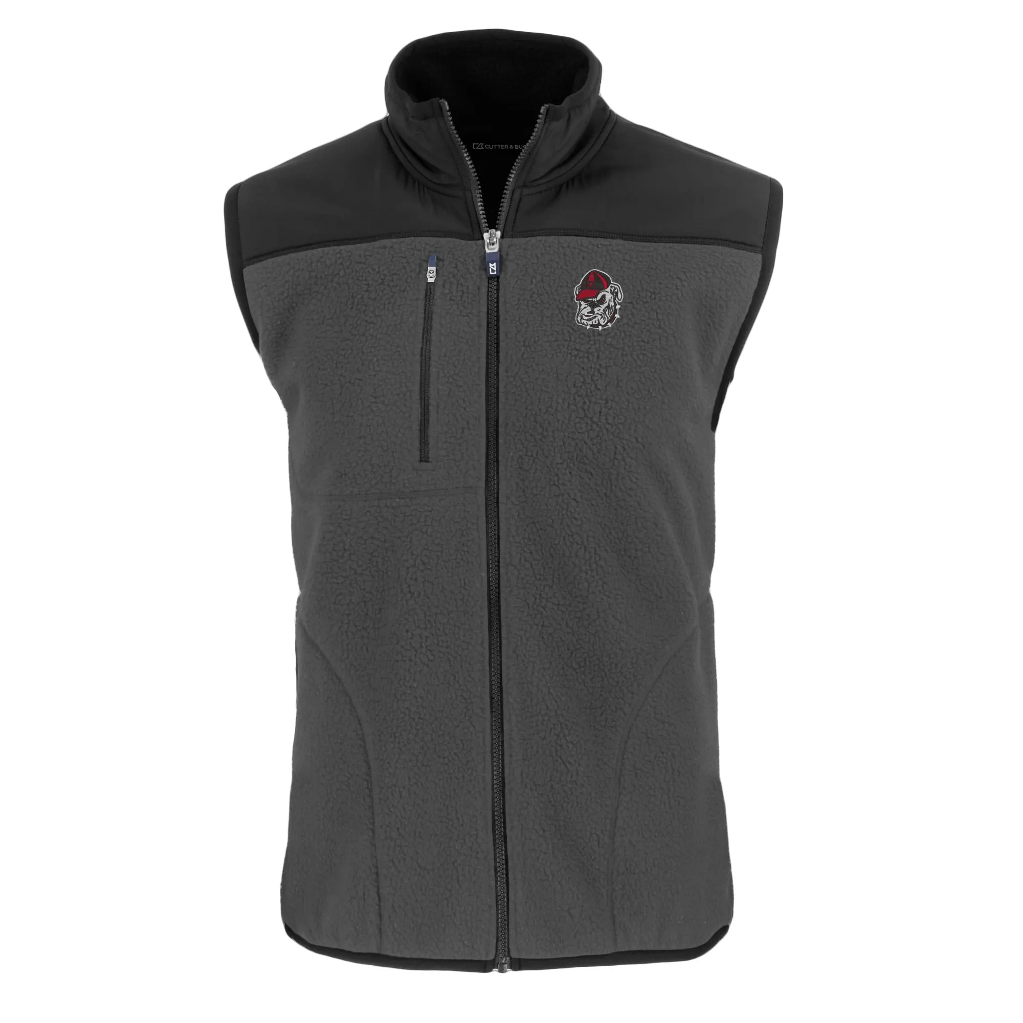 Men's Cutter & Buck  Gray Georgia Bulldogs Cascade Eco Sherpa Fleece Full-Zip Vest