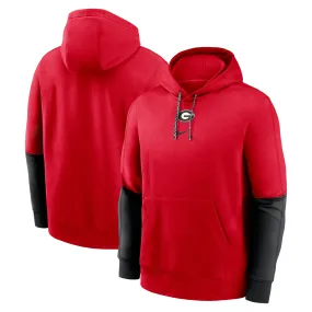 Men's Nike Red/Black Georgia Bulldogs 2024 Sideline Club Pullover Hoodie