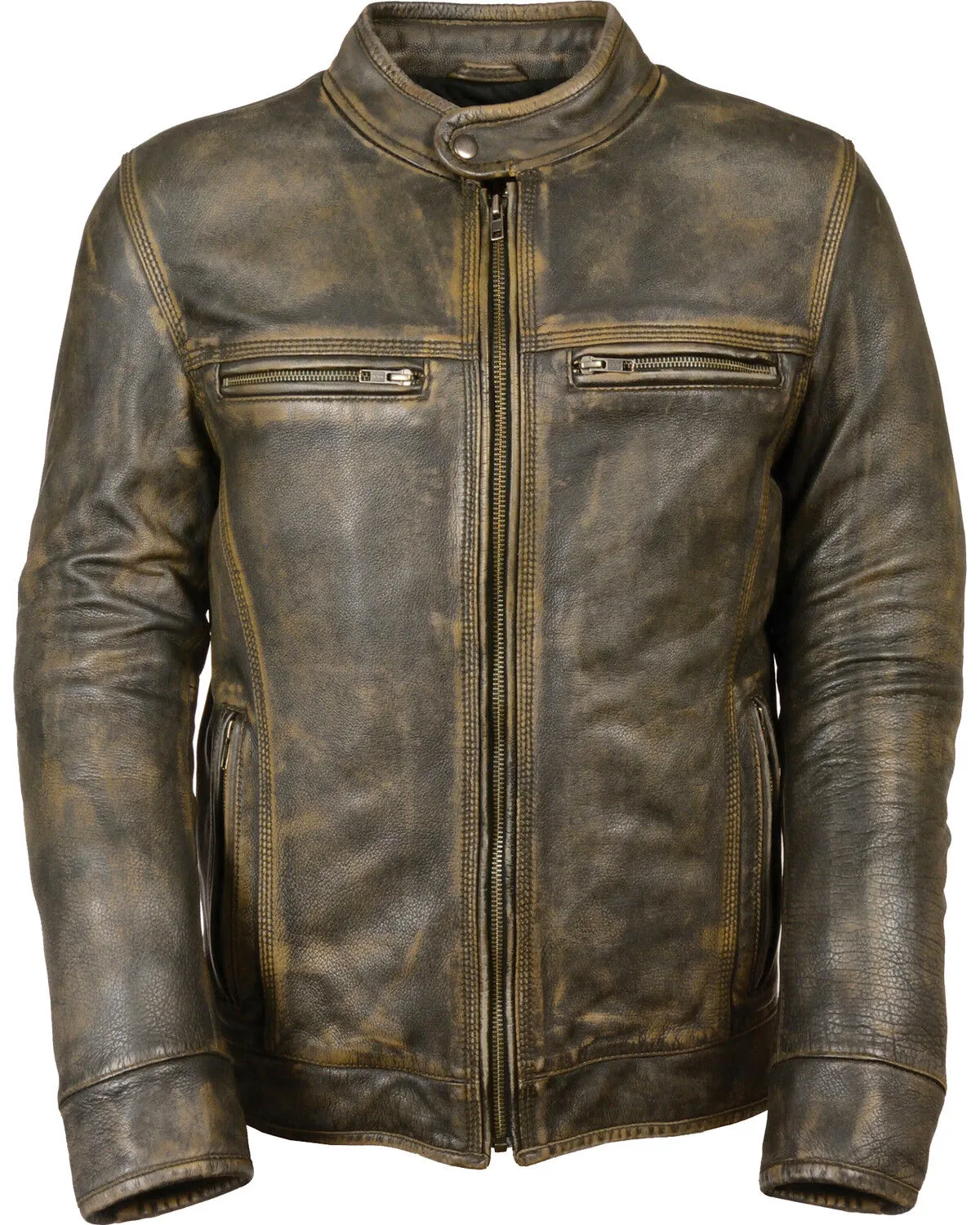 Milwaukee Leather Men's Distressed Scooter Jacket with Venting - Big - 5X