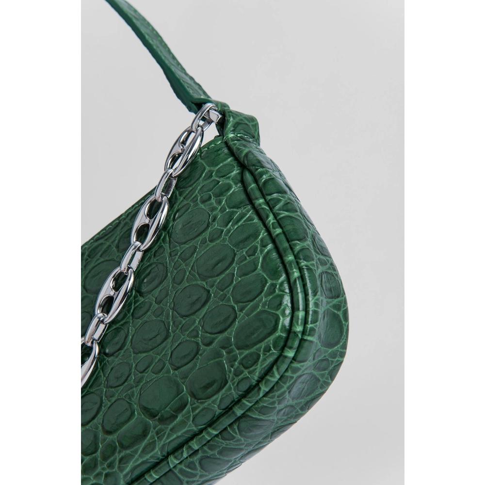 --Mini rachel racer green circular croco embossed leather bag-