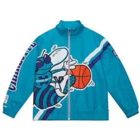 Mitchell & Ness Charlotte Hornets Retro Exploded Logo Warm-Up Full-Zip Jacket Teal