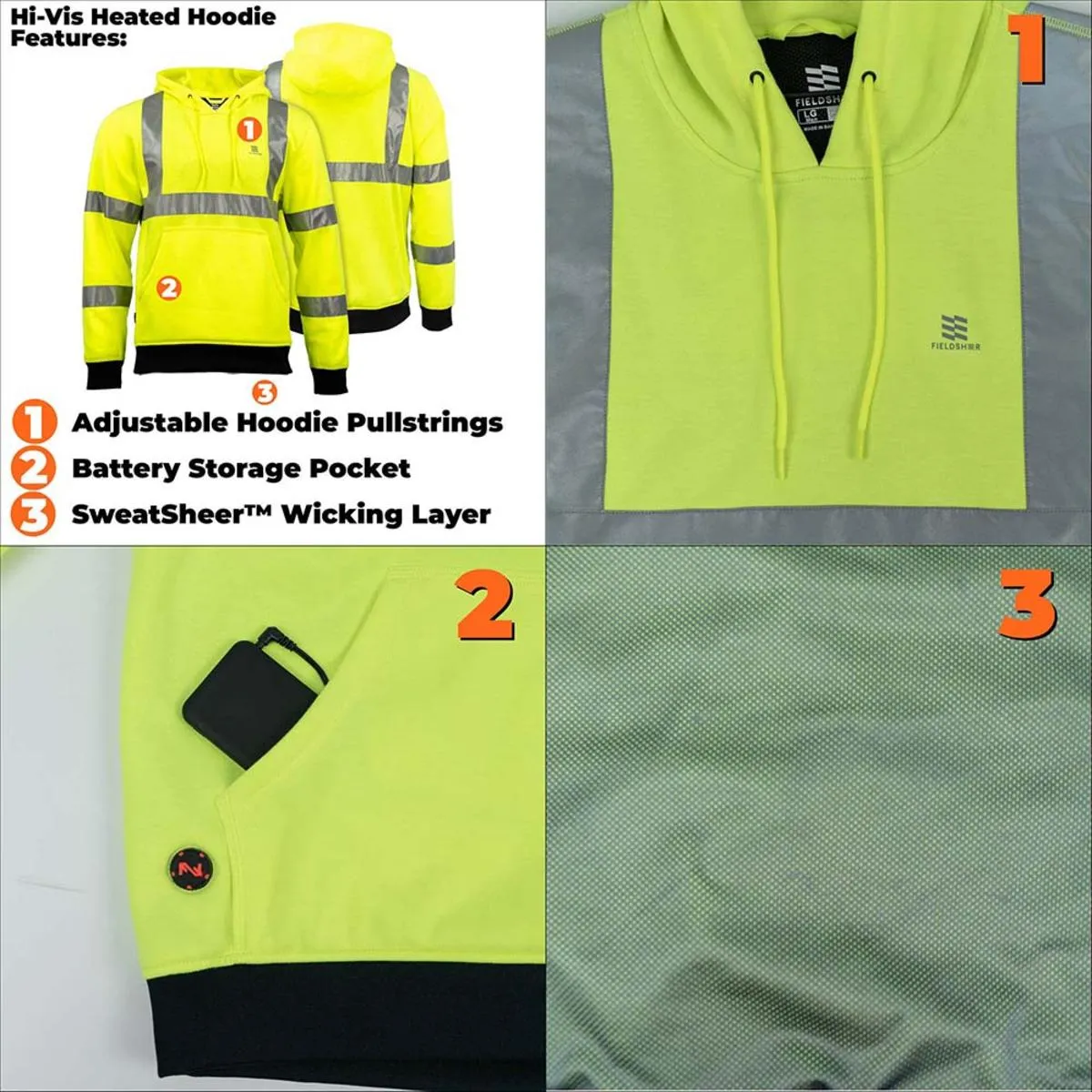 Mobile Warming 7.4V Men's HI-VIS Pullover Heated Hoodie