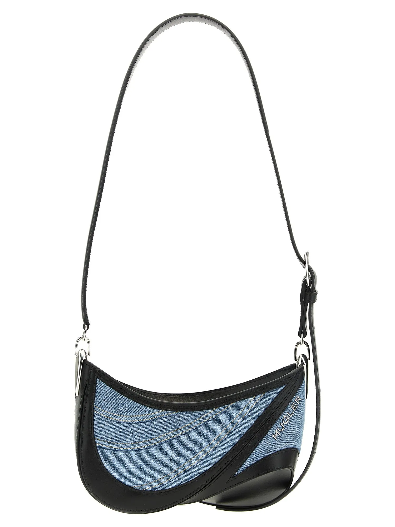 Mugler    Mugler 'Small Denim Spiral Curve 01' Shoulder Bag