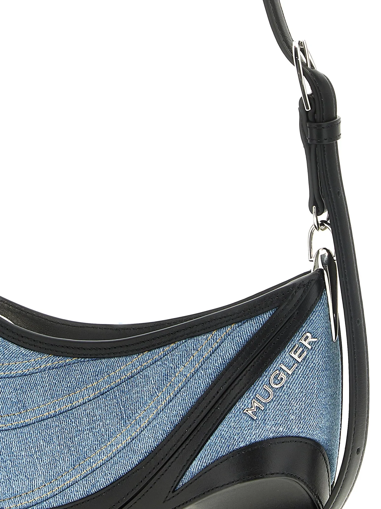 Mugler    Mugler 'Small Denim Spiral Curve 01' Shoulder Bag