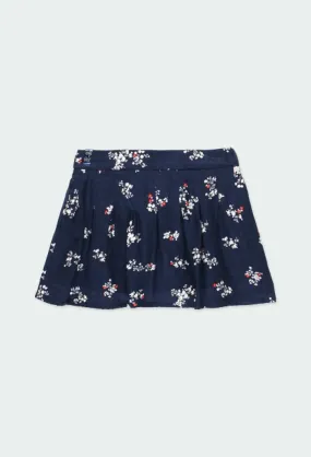 Navy Floral Print Skirt