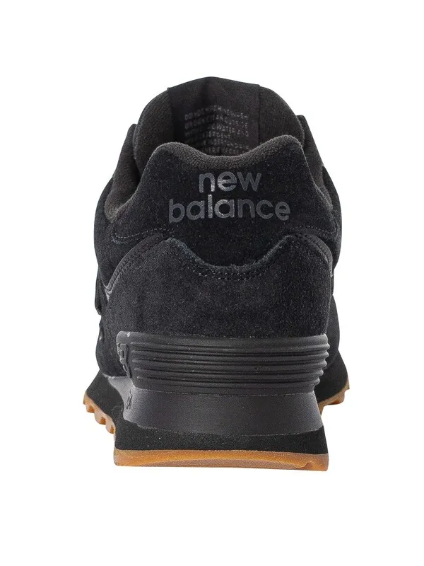 New Balance 574 Suede Trainers - Black/Black