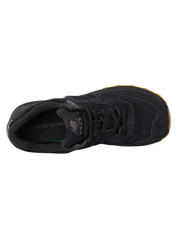 New Balance 574 Suede Trainers - Black/Black