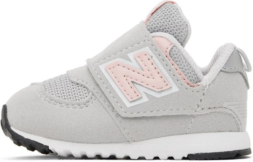 New Balance Baby Gray 574 NEW-B Hook & Loop Sneakers