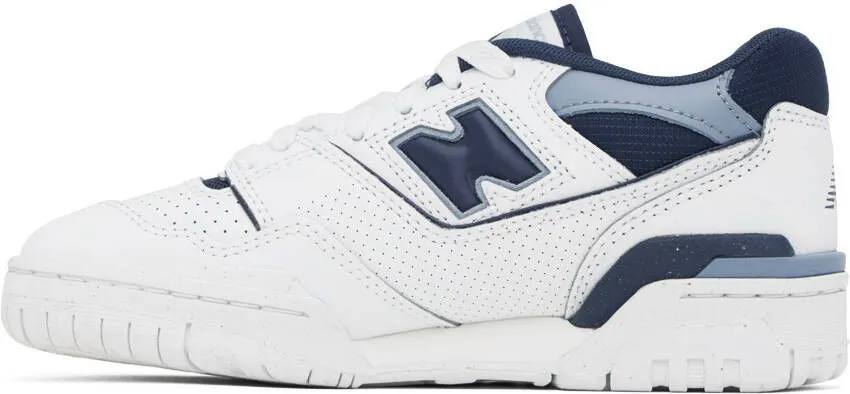 New Balance White & Blue 550 Sneakers