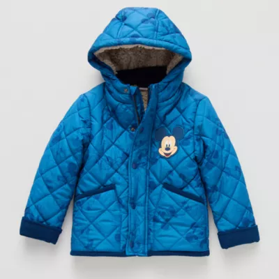 new!Disney Collection Little & Big Boys Hooded Mickey Mouse Midweight Quilted Jacket