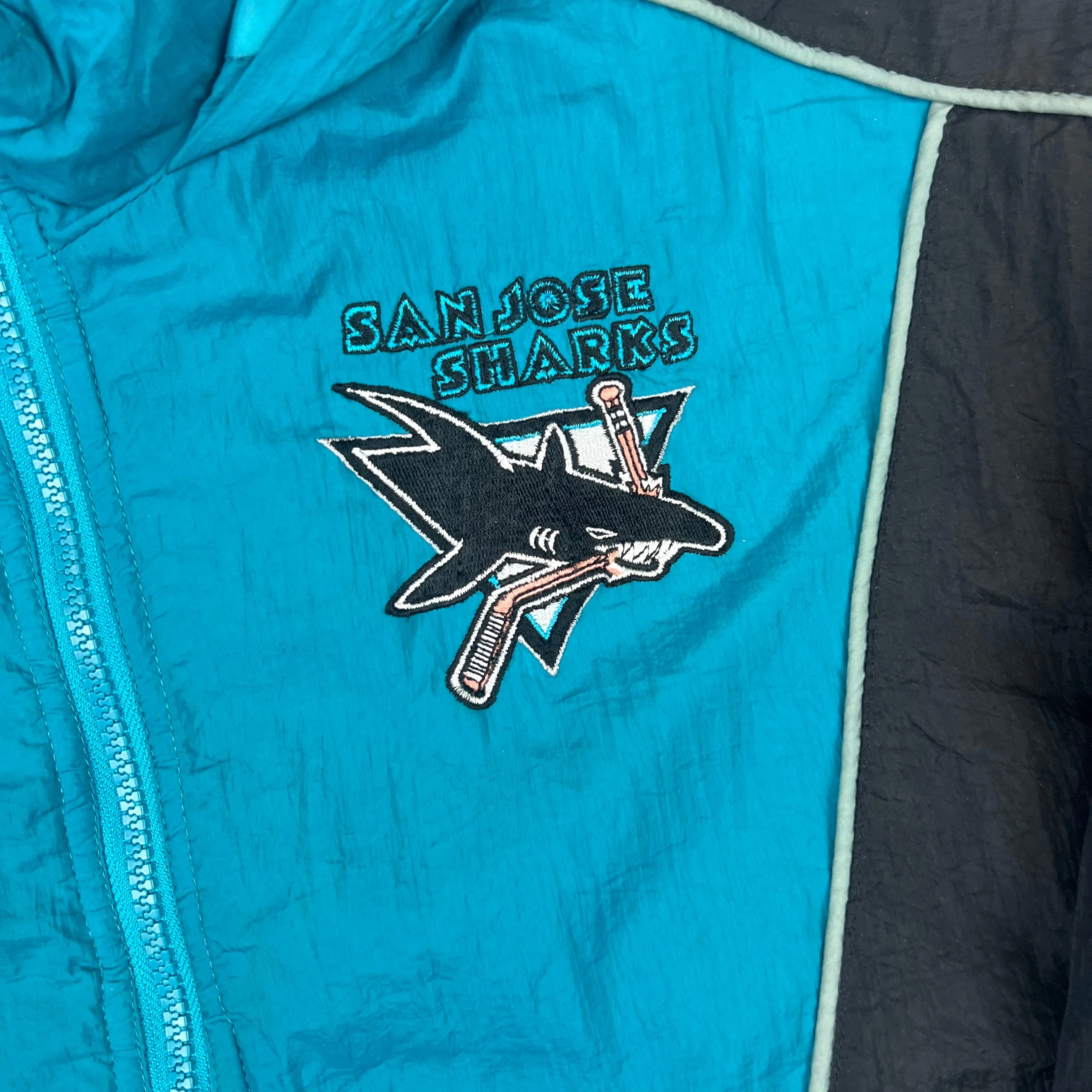 NHL San Jose Sharks Insulated Zip Up Jacket Teal Black