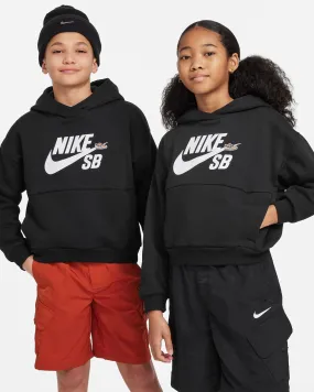 Nike Kids Nsw Icon Fleece Pullover Hoodie Sb - Black/White | SurfStitch