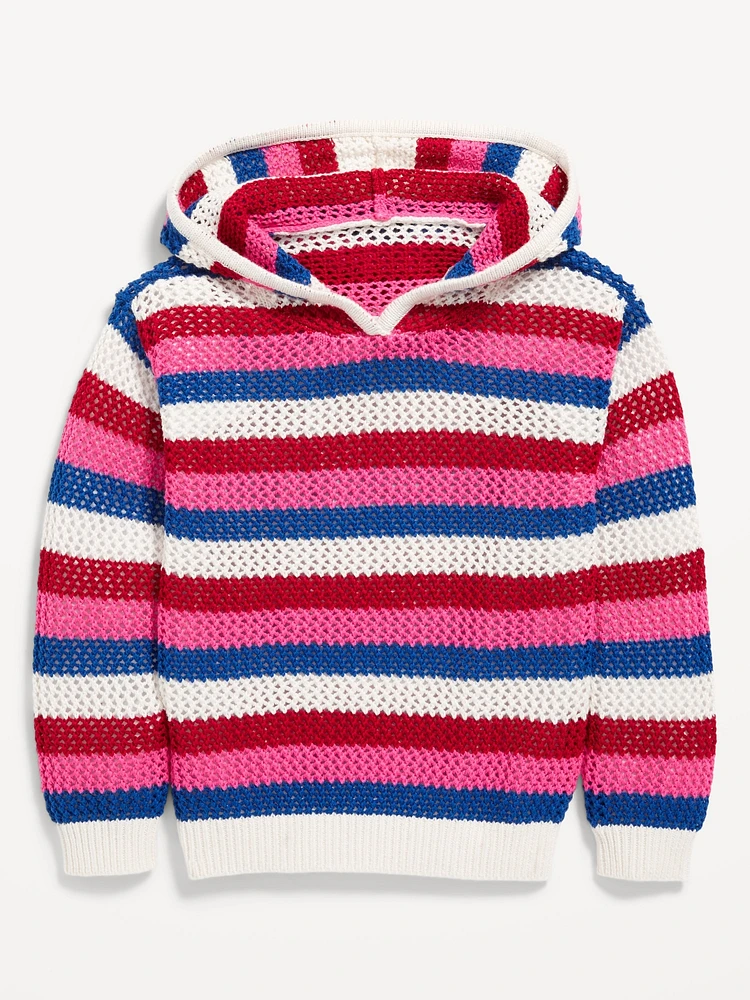 Old Navy Crochet-Knit Pullover Hoodie for Toddler Girls