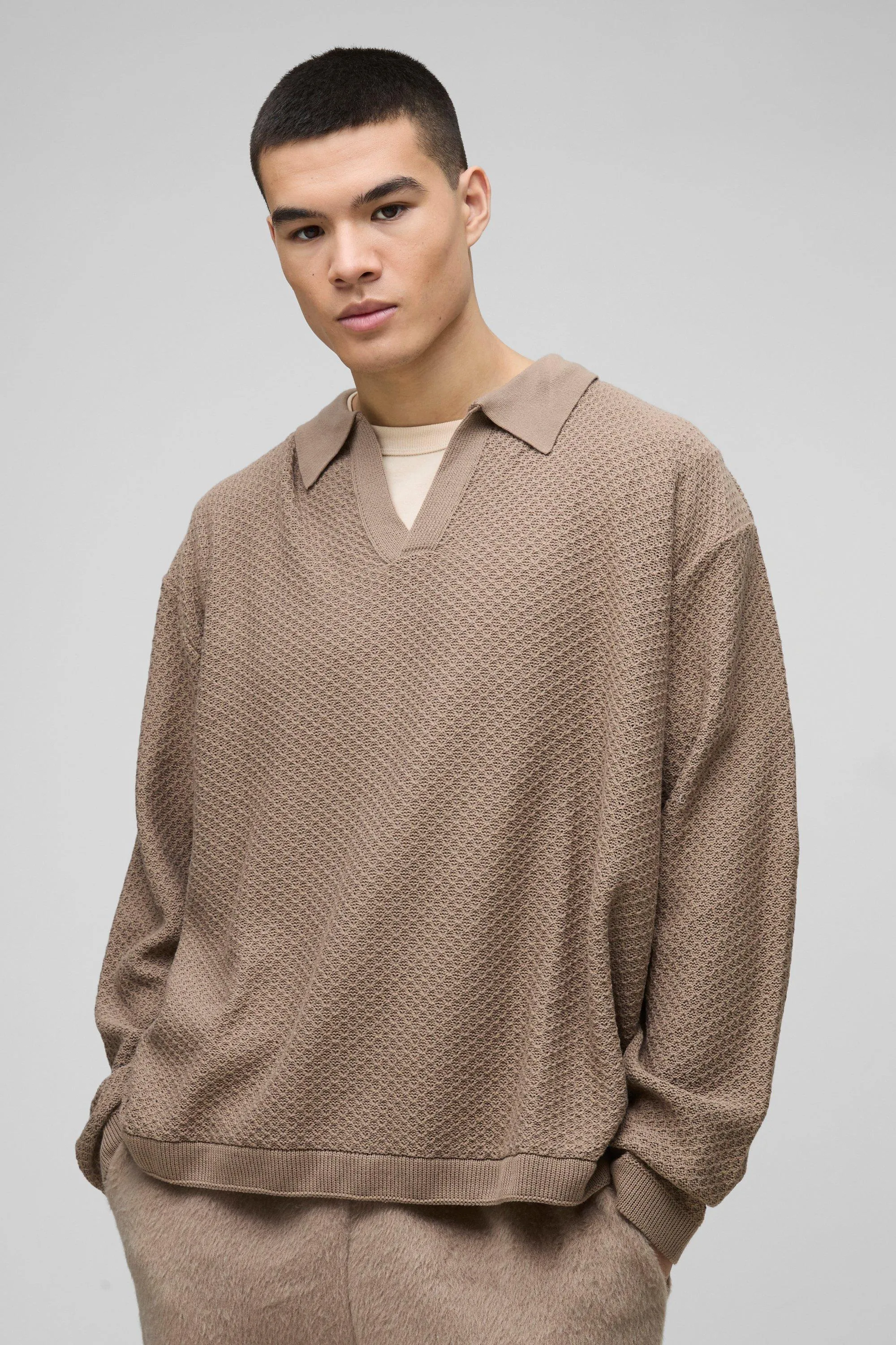 Oversized Boxy Knitted Revere Polo