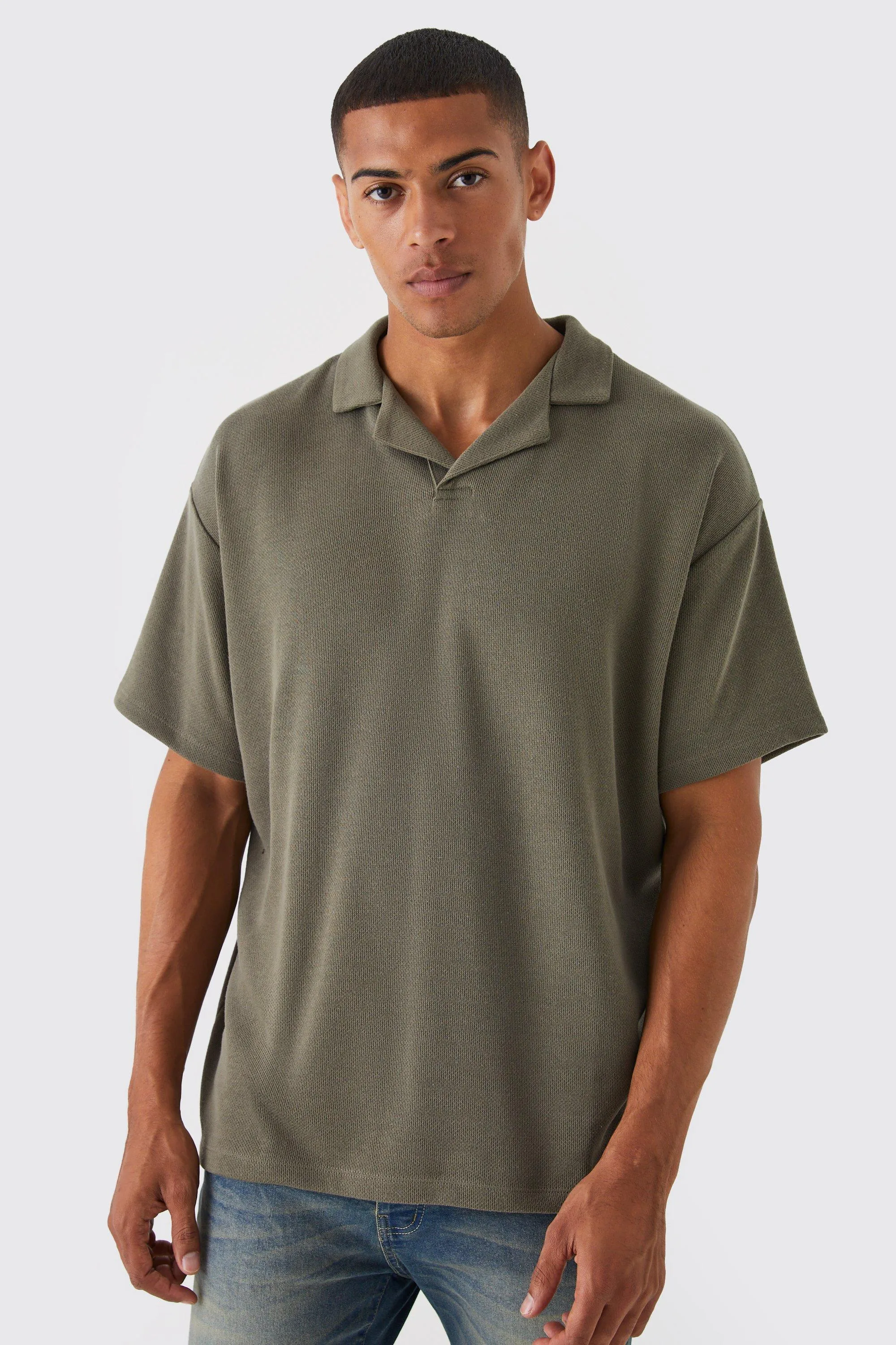 Oversized Heavweight Texture Revere Polo