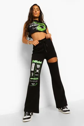 Oversized Wide Leg Printed Joggers