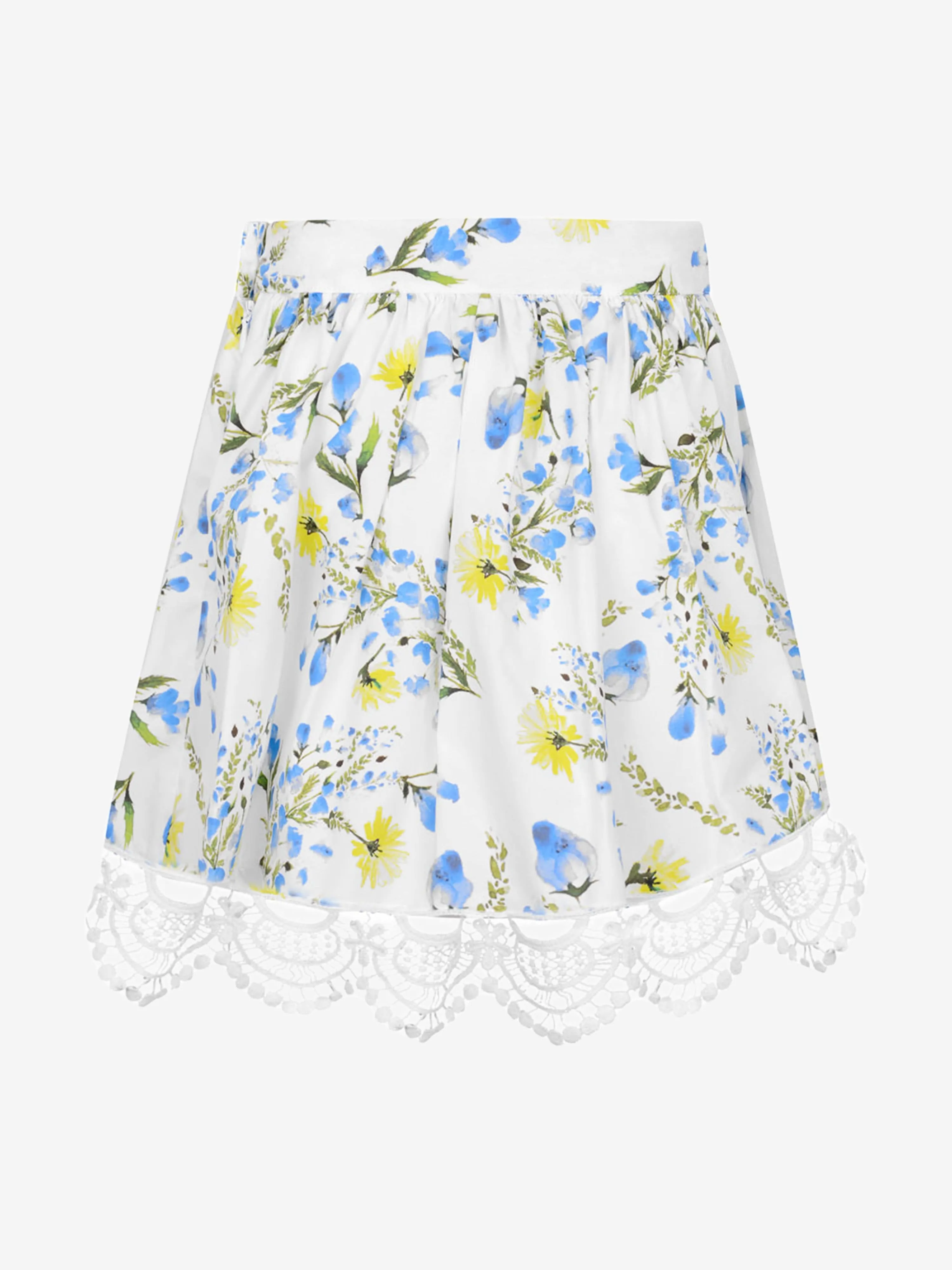 Patachou Girls Skirt - & Blue Cotton Floral Skirt