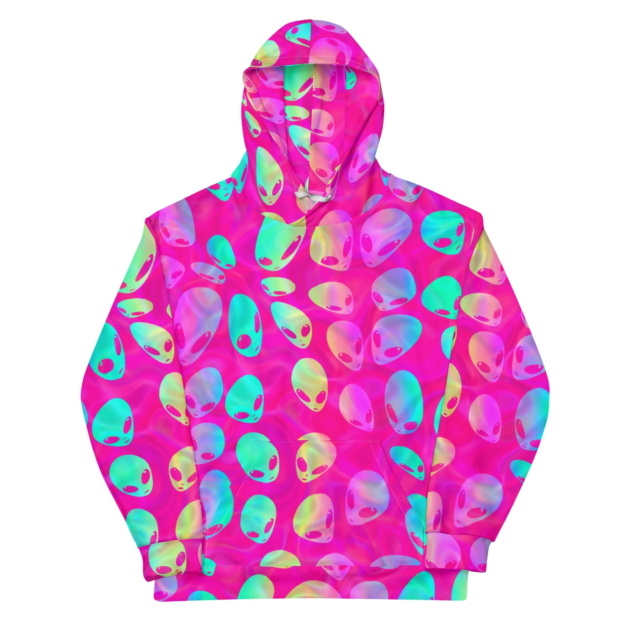 Pink Alien Vapor Glitch Pullover Hoodie