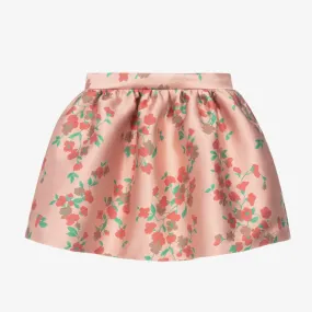 Pink Floral Jacquard Skirt