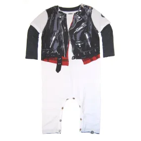 Plaid Leather Biker Vest Twofer Baby Romper by: Mini Shatsu