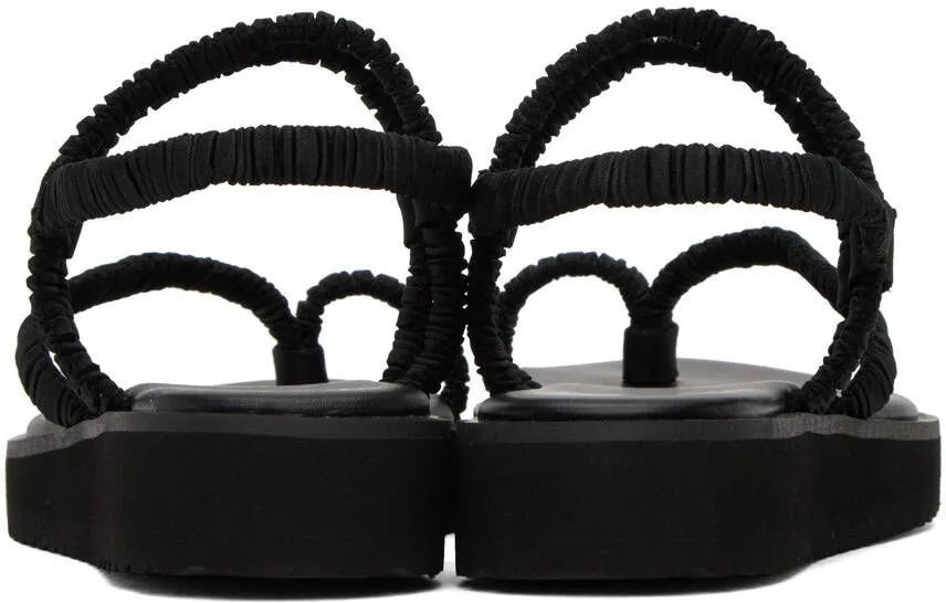 Pleats Please Issey Miyake Black Pleats Strap Sandals