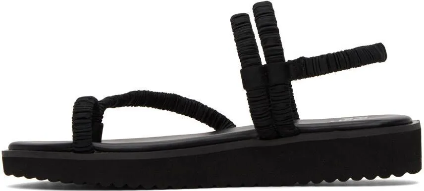 Pleats Please Issey Miyake Black Pleats Strap Sandals