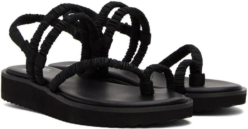 Pleats Please Issey Miyake Black Pleats Strap Sandals